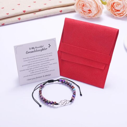 Kvekstio Granddaughter Gifts from Grandma, Infinity Forever Love Heart Bracelet, Birthday Christmas Stocking Stuffers for Teens in Saudi Arabia