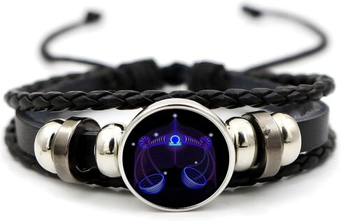 Zodiac Signs Spirit Bracelet for Women Men Adjustable 12 Constellation Bracelets Bracelet Multilayer Zodiac Black Leather Bracelets Zodiac Sign Wrap Bracelet Birthday Jewelry in Saudi Arabia