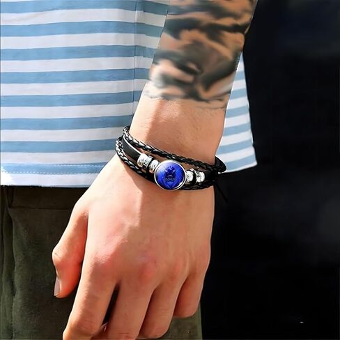 Zodiac Signs Spirit Bracelet for Women Men Adjustable 12 Constellation Bracelets Bracelet Multilayer Zodiac Black Leather Bracelets Zodiac Sign Wrap Bracelet Birthday Jewelry in Saudi Arabia
