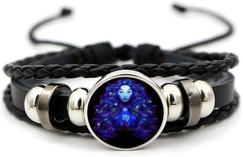 Zodiac Signs Spirit Bracelet for Women Men Adjustable 12 Constellation Bracelets Bracelet Multilayer Zodiac Black Leather Bracelets Zodiac Sign Wrap Bracelet Birthday Jewelry in Saudi Arabia