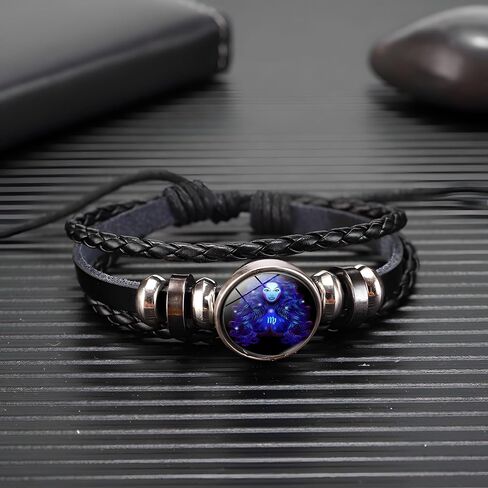 Zodiac Signs Spirit Bracelet for Women Men Adjustable 12 Constellation Bracelets Bracelet Multilayer Zodiac Black Leather Bracelets Zodiac Sign Wrap Bracelet Birthday Jewelry in Saudi Arabia