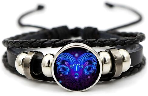 Zodiac Signs Spirit Bracelet for Women Men Adjustable 12 Constellation Bracelets Bracelet Multilayer Zodiac Black Leather Bracelets Zodiac Sign Wrap Bracelet Birthday Jewelry in Saudi Arabia