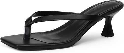 iiimmu Kitten Heels Flip Flops Heeled Thong Sandals for Women Square Open Toe with 2 Inch Low Heel in Kuwait