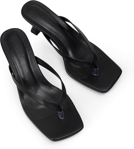 iiimmu Kitten Heels Flip Flops Heeled Thong Sandals for Women Square Open Toe with 2 Inch Low Heel in Kuwait