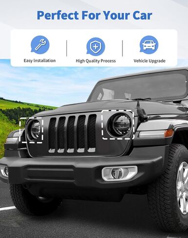 Angry Eyes Headlight Trim Cover & Front Grille Inserts Guard Cover Fit for 2024 + Jeep Wrangler JL Gladiator JT in Saudi Arabia