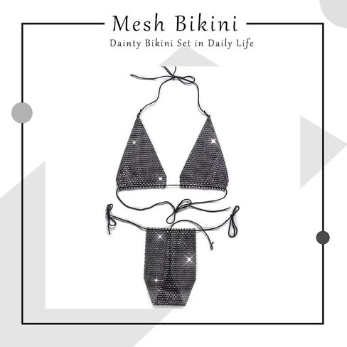 Earent Mesh Rhinestone Body Chain Set Beach Chest Belly Chains Crystal Bikini Nightclub Party Bra Breast Chains Rave Body jewelry for Women in Saudi Arabia