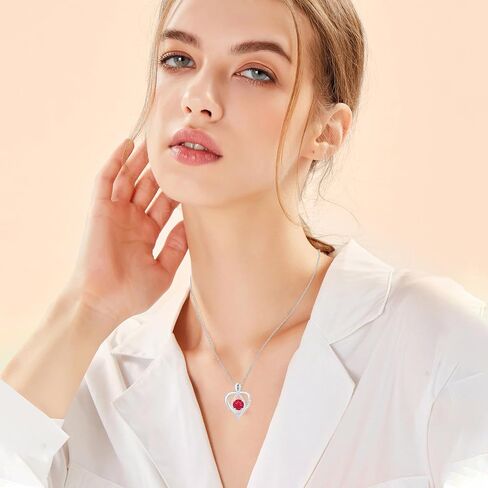 925 Sterling Silver Infinity Necklace - Elegant Heart Pendant Necklace for Women - Birthstone Women's Necklace for Mom, Wife, Girlfriend - Ideal Gift for Birthday, Anniversary, Wedding in Saudi Arabia