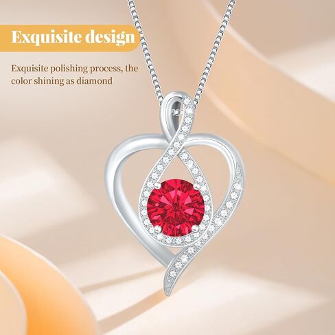 925 Sterling Silver Infinity Necklace - Elegant Heart Pendant Necklace for Women - Birthstone Women's Necklace for Mom, Wife, Girlfriend - Ideal Gift for Birthday, Anniversary, Wedding in Saudi Arabia