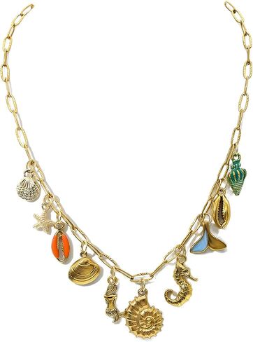JNF Cute Boho Charm Necklace for Women Paperclip Chain Necklace Sun Moon Star Coin Heart Flower Boot Boho Bow Charms Necklaces in Saudi Arabia