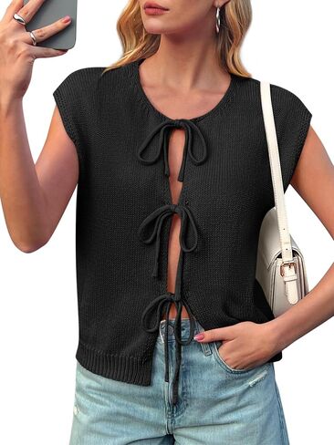 Yousify Open Front Tie Sweater Vest for Women Lightweight Summer Sleeveless Cardigan Tank Tops S-2XL in Saudi Arabia