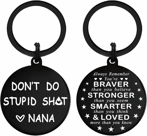 Funny Grandson Granddaughter Christmas Keychain Gift from Grandparents - Grandchild Teenage Boys Girl Valentine Gag Gift in Kuwait