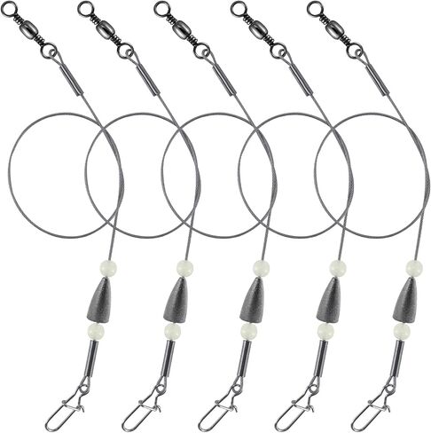 Dr.Fish 15 Pack Carolina Ready Rigs with Bullet Sinkers, Pre Rigged Stainless Steel Wire Leaders for Bass Fishing Rigs Snelled Hooks Freshwater Leaders with Swivels Catfish Walleye in Saudi Arabia