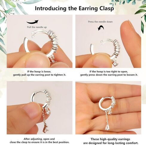 925 Sterling Silver Drop Drop Dangle أقراط مكعبة Zirconia teardrop Hoop Dangle أقراط للنساء 14 كيلو الذهب الذهب Hypoallergenic الأنيق قطرة ماء تشيك ستانج سلسلة هوجي حلق المجوهرات in Kuwait