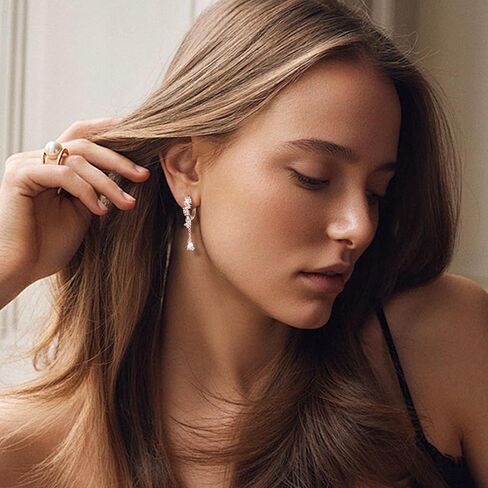 925 Sterling Silver Drop Drop Dangle أقراط مكعبة Zirconia teardrop Hoop Dangle أقراط للنساء 14 كيلو الذهب الذهب Hypoallergenic الأنيق قطرة ماء تشيك ستانج سلسلة هوجي حلق المجوهرات in Kuwait