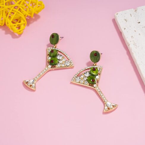 Madison Tyler Cute Dangle أقراط للمرأة | بيان المرح العصري أقراط كوكتيل | حجر الراين الايبوكسي الحجارة | مارتيني ماري ماري موخيتو ليمونادي المجوهرات للمرأة in Kuwait