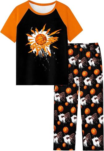 Fiodrimy Boys Pajamas Little Big Boys Short Sleeves and Pants Pajamas 2-Piece Pjs Set Kids Sleepwear Size 8-14 in Saudi Arabia