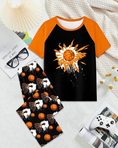 Fiodrimy Boys Pajamas Little Big Boys Short Sleeves and Pants Pajamas 2-Piece Pjs Set Kids Sleepwear Size 8-14 in Saudi Arabia