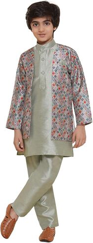 AJ Dezines Kids Cotton Silk Printed 3pc Kurta مجموعة للأولاد in Kuwait