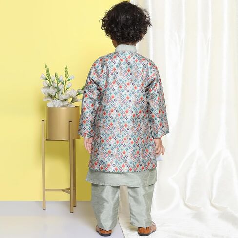 AJ Dezines Kids Cotton Silk Printed 3pc Kurta مجموعة للأولاد in Kuwait