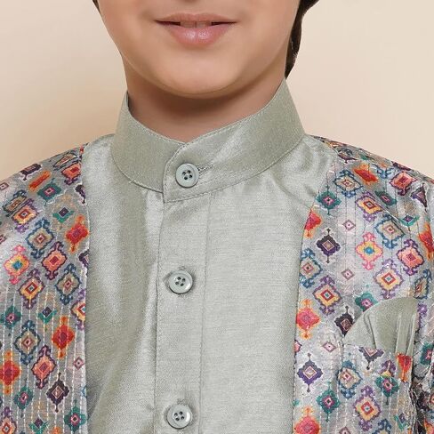 AJ Dezines Kids Cotton Silk Printed 3pc Kurta مجموعة للأولاد in Kuwait