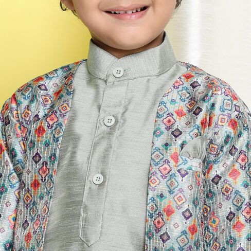 AJ Dezines Kids Cotton Silk Printed 3pc Kurta مجموعة للأولاد in Kuwait