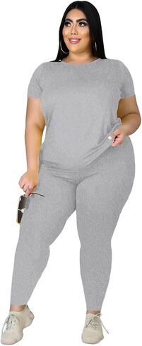 Plus Size Two Piece Outfits For Women Summer Sweatsuits Jogger Sets Casual Print Shorts Tracksuit Sets in Kuwait