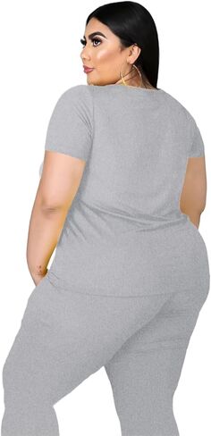 Plus Size Two Piece Outfits For Women Summer Sweatsuits Jogger Sets Casual Print Shorts Tracksuit Sets in Kuwait