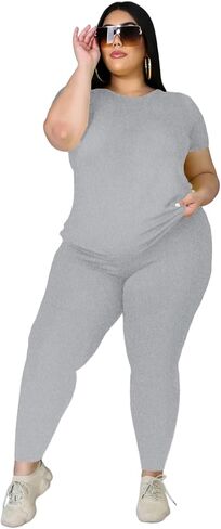 Plus Size Two Piece Outfits For Women Summer Sweatsuits Jogger Sets Casual Print Shorts Tracksuit Sets in Kuwait