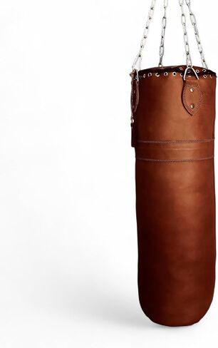 Geoffrey Vintage TAN Leather Boxing Gym Punching TraIng Bag with Chains - Retro 100CM in Saudi Arabia