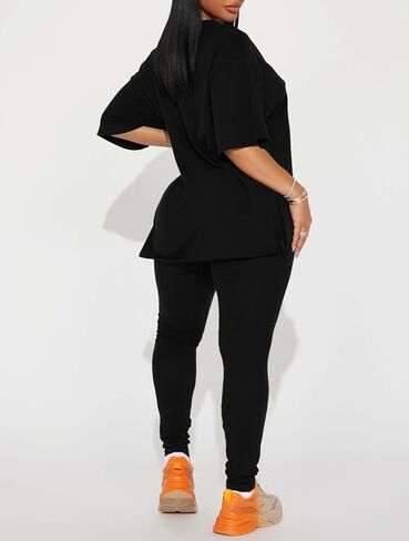 HBQ Women 2 Piece Outfits Summer Oversize Sweatsuits Drop Shoulder Split Hem Tracksuits Biker Short Workout Jogger Sets in Saudi Arabia