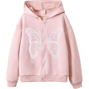 SweatyRocks Girl's Cartoon Graphic Zip Up Hoodies Long Sleeve Sweatshirts Outwear