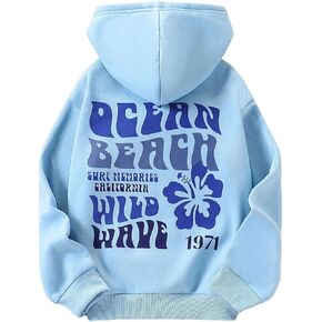 COZYEASE Girl's Floral Graphic Hoodie Long Sleeve Hooded Neck Sweatshirt Pullovers with Pocket