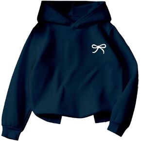 Girl's Graphic Bow Knot Hoodie Long Sleeve Drop Shoulder Hooded Sweatshirts