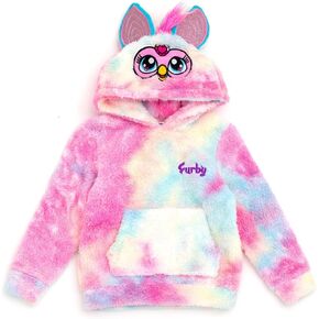 Furby Hasbro Girls Cosplay Pullover Hoodie Cozy Sherpa Toddler to Big Kid Sizes (4T - 14-16)