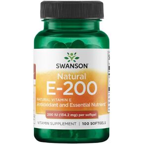 Swanson Natural Vitamin E - Natural Supplement Supporting Heart Health & Tissue Protection - Essential Nutrient Promoting Overall Health & Wellness - (100 Softgels, 200IU Each)