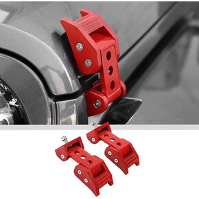 Jwwy for Jeep Wrangler Hood Latches Clamp Aluminium Stefit Steel Hood Catch Fastene مع مجموعة قفل متوافقة مع Jeep Wrangler JK/JKU 2007-2017 ، JL/JLU 2018-2025+ & Gladiator JT 2020-2025+ 4xe Red A