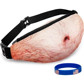 Funny Gifts White Elephant Gifts, Wisedom Gag Gifts Dad Bag Fanny Pack & 3D Beer Belly Waist Pack Waterproof For Women Men Christmas Stocking Stuffers for Men (Thin Hair)
