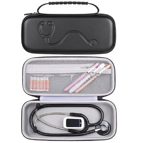 حافظة سماعة الطبيب الصلبة لسماعة الطبيب 3M Littmann Classic III، خفيفة الوزن II S.E، سماعة الطبيب الصوتية MDF، حقيبة حمل السماعات الطبية مع حقيبة شبكية لملحقات الممرضات، أقلام الشاش، مسحات القطن
