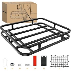 Nilight 32"×26"×4" RV Bumper Mounted Cargo Rack Carrier with Net Fits 4-inch or 4-1/2-inch Bumpers Heavy Duty Luggage Holder Basket for RV Camping Traveling Capacity 350LBS