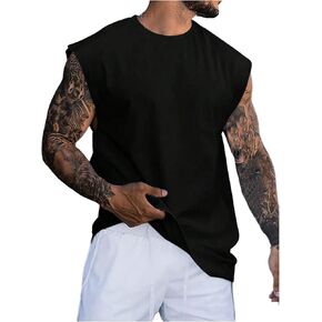 GORGLITTER Men's Letter Graphic Y2k Vest Top Crewneck Tank Tops Sleeveless Street Shirts