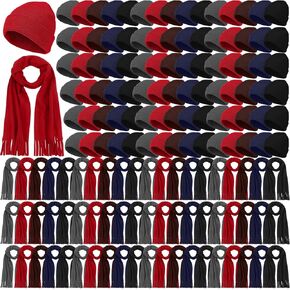 JaGely 200 Pcs Winter Hats Scarves Set Bulk for Men Women Unisex Warm Beanies Bulk Homeless Package Supplies Donation Charity for Homeless Warm Gift