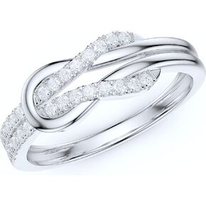 10K White Gold Tie The Love Knot Simulated Diamond or Genuine Moissanite Intertwined Ring Promise Ring
