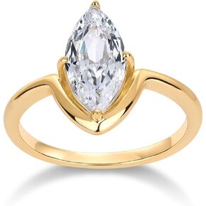 Pavoi 14k Gold Plated Marquise 1.5ct cubic Zirconia خاتم الزفاف المزيف للنساء - بيان