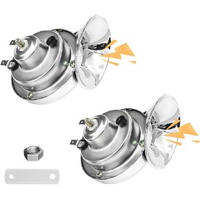 2PCS 300DB قرون قطار عالية ، 12 فولت ماء مقاوم للماء ، أدوات استبدال القرن الكهربائي ، وقرون الهواء الدائمة العالمية للسيارة ، والدراجة النارية ، والشاحنات ، والقارب البحري (الفضة)