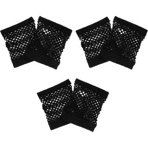 3 Pairs Fishnet Mesh Fingerless Gloves, Black Fishnet Gloves for Women's 80's Theme Party, Cosplay & Christmas Accessories