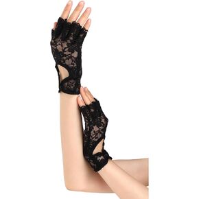 Black Lace Gloves Women Lace Fingerless Gloves Keyhole Pirate Steampunk Accessories Women