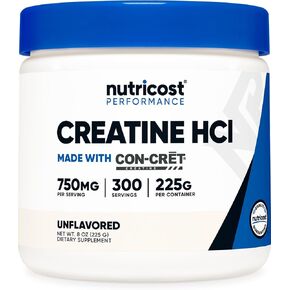 Nutricost Creatine HCl Powder (8 OZ) - Made with CON-CRET Creatine, 300 Servings