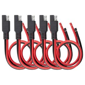 Oyviny 5PCS SAE Connector 12AWG 1 Feet SAE Extension Cable for Solar Panel Motorcycles Cars Charger Trolling Motor 2 Pin Single Plug Quick Connector Disconnect Connector