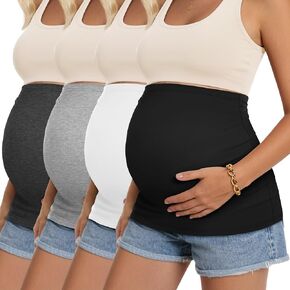 4 pack Maternity Belly Bands Pregnancy Postpartum Shirts Pants Extender Support Stretch Belt for Pregnant Women