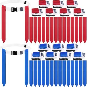 Flag Football Belts, Set of Flag Football Flags for Kids Adults, and Youth, Adjustable Flag Football Belt Set 14 Players Training Competition (Red and Blue)